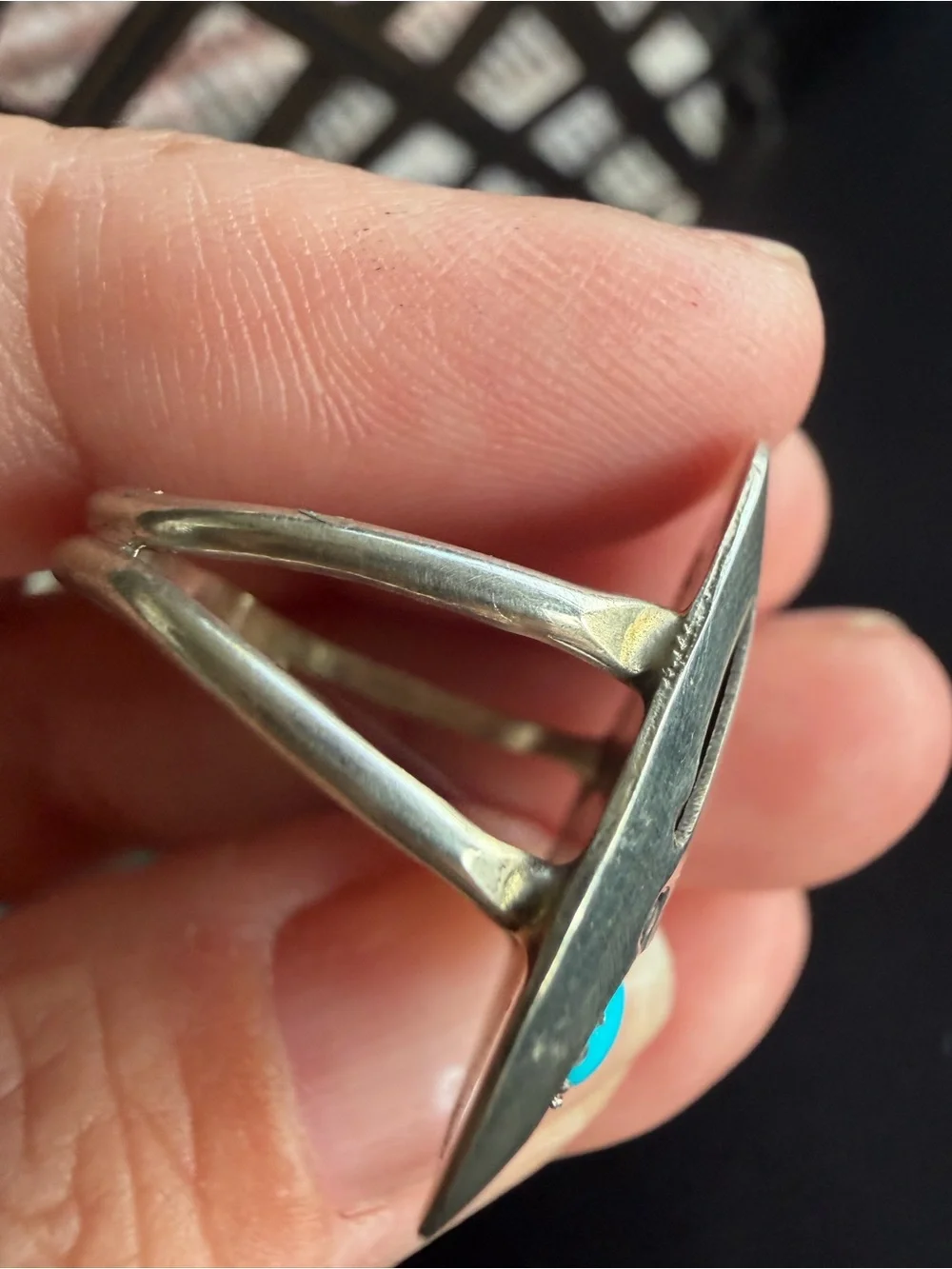 Navajo handmade by Irvin Begay 926 Sterling Silver Turquoise BearPaw Ring -